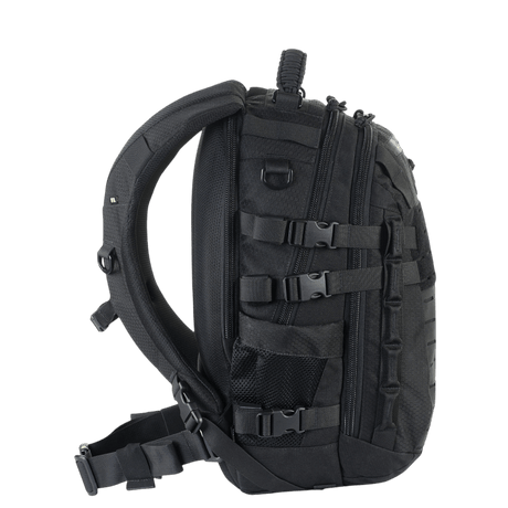 M-Tac Mission Rygsæk Elite Hex i svart med ergonomisk design og MOLLE LASER CUT-system for ekstra lommer.