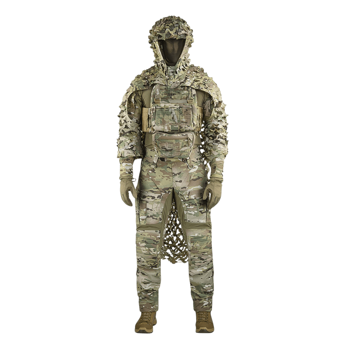 M-Tac Alder Camouflage Suit, let ripstop nylon dragt til snigskytter med bølget halsudskæring og Laser Cut-teknologi.