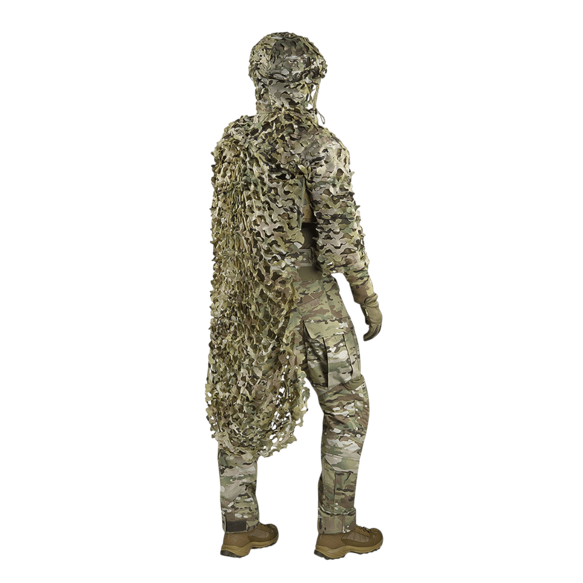 M-Tac Alder Camouflage Suit i ujævnt terræn designet til snigskytter, letvægts rip-stop materiale, velegnet til kampmissioner.