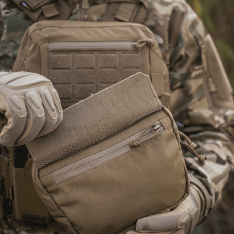 M-Tac Tilbehørslomme Lower Large Elite Plate Carrier i slitesterkt Cordura 500D med glidelåslomme og MOLLE-kompatibelt design, galleri posisjon 1.