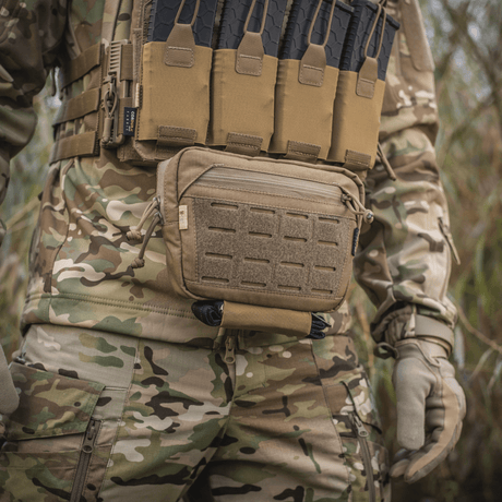 M-Tac Tilbehørslomme Lower Large Elite Plate Carrier i slitesterkt Cordura 500D med NIJ-sertifisering, taktisk lomme, galleri posisjon 1.