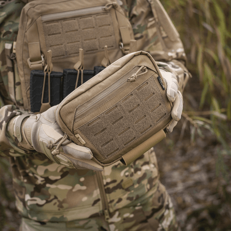 M-Tac Tilbehørslomme Lower Large Elite Plate Carrier i holdbart Cordura 500D med laserutskåret MOLLE-panel, galleri posisjon 1.