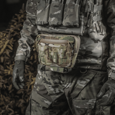 M-Tac Tilbehørslomme Lower Large Elite Plate Carrier i slitesterkt Cordura 500D med NIJ-sertifisering, taktisk pouch, galleri posisjon 1.