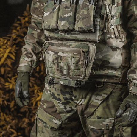 M-Tac Tilbehørslomme Lower Large Elite Plate Carrier i slitesterkt Cordura 500D med NIJ-sertifisering, vist i galleri posisjon 1, taktisk pouch.