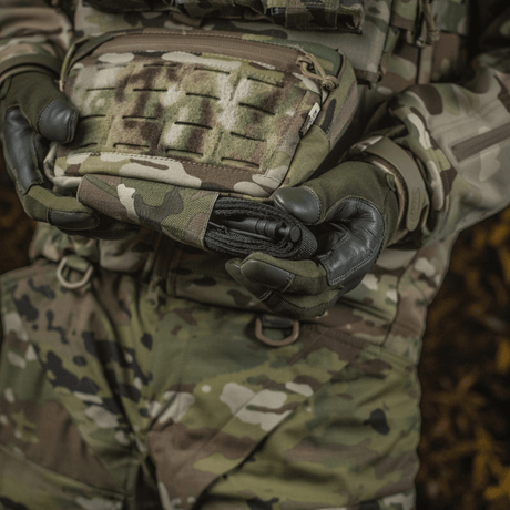 M-Tac lomme til tilbehør Lower Large Elite Plate Carrier i slitesterkt Cordura 500D med NIJ-sertifisering, vist i galleri posisjon 1, kamuflert modell.