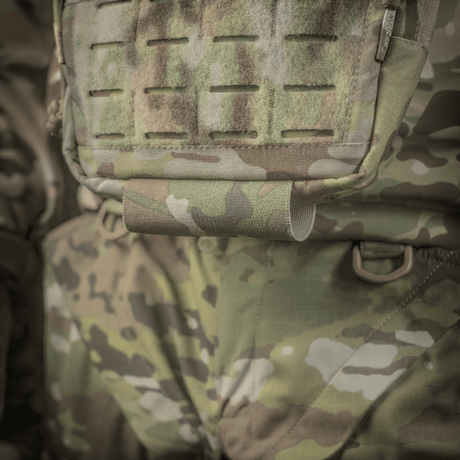 M-Tac lomme til tilbehør Lower Large Elite Plate Carrier i robust Cordura 500D med NIJ-sertifisering, vist i galleri posisjon 1, kamuflert design.