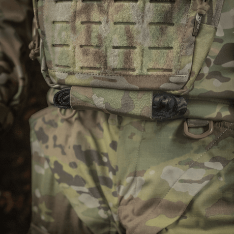 M-Tac lomme til tilbehør Lower Large Elite Plate Carrier i robust Cordura 500D med NIJ-sertifisering, vist i galleri posisjon 1, kamuflasjemønster og modulær oppsett.