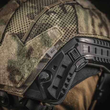 M‑Tac Hjelmcover Shroud Elite i MULTICAM, designet for TOR-D-hjelmer, med Cordura 500D-materialer og Velcro-paneler for ID og patches.