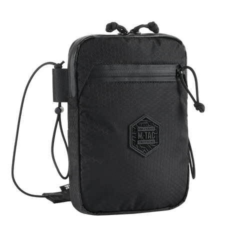 M-Tac Pocket Bag Elite HEX i svart, kompakt med holdbare YKK-glidelåser. Ideell for EDC-utstyr, nøkler og dokumenter.
