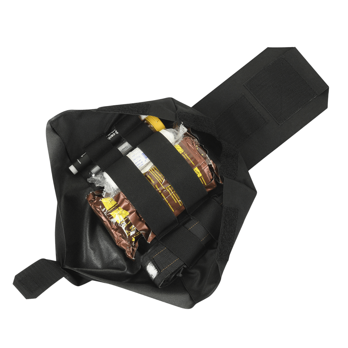 M‑Tac Medic Pouch Vertical Large Elite med førstehjælpsudstyr, designet til hurtig adgang og sikker opbevaring, fremstillet af Cordura 500D.