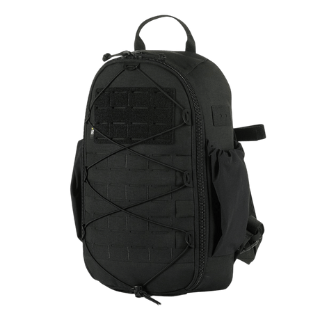 M-Tac STURM Elite Ryggsekk svart taktisk ryggsekk med 15 liters kapasitet og MOLLE Laser Cut-design for transport av friluftsutstyr.