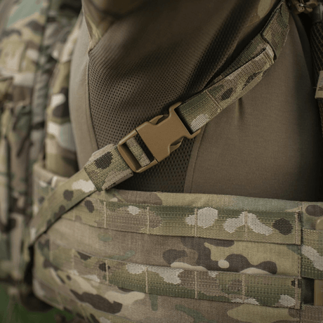 M-Tac STURM Elite ryggsekk med MOLLE Laser Cut system og camouflagedetaljer, egnet for taktiske oppgaver i feltet.