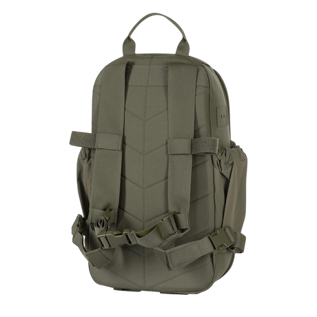 M-Tac STURM Elite ryggsekk sett bakfra viser stropper og ryggpanel, ideell for kortvarige felturer, laget av holdbart Cordura-materiale.