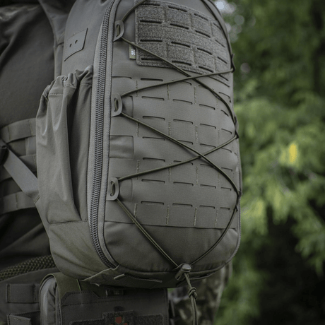 M-Tac STURM Elite ryggsekk med MOLLE Laser Cut-frontpanel, elastiske sidelommer og robust Cordura-materiale.