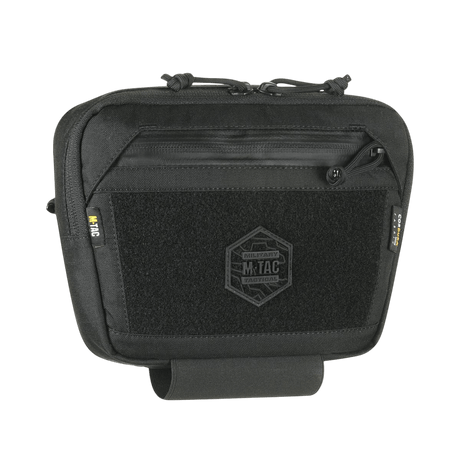 M-Tac Large Elite Gen.II skulderveske i svart Cordura 500D med front Velcro-panel og YKK-glidelåser for taktisk bruk.
