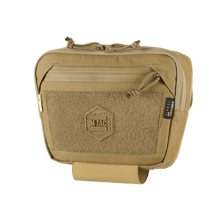 M-Tac Large Elite Gen.II skulderveske i Cordura 500D med Velcro-panel, tre hovedrom og YKK-glidelåser for taktisk bruk og utstyrsorganisering.