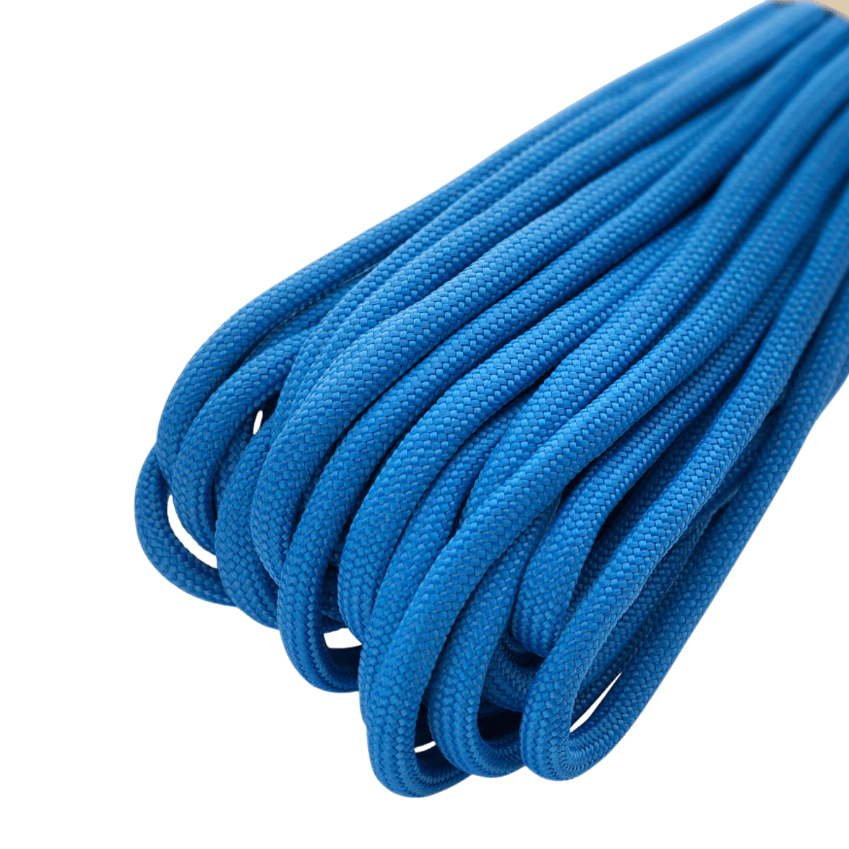 M‑Tac Paracord 550 Type III 15 m i blå nylon, stærk og alsidig til friluftsliv, reparationer og nødsituationer, med brydestyrke på 240 kg.