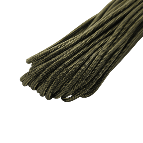 M‑Tac Paracord 550 Type III 15 m sterk grønn nylonkord til friluft, reparasjoner og nødbruk med 7 nylontråder i kjernen, bruddstyrke 240 kg.