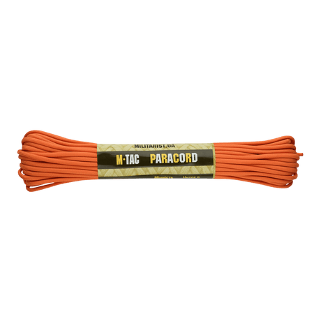 M-Tac Paracord 550 Type III 15 m oransje nylon til friluft og nødbruk, sterk og allsidig, lengde 15 m, bruddstyrke 240 kg.