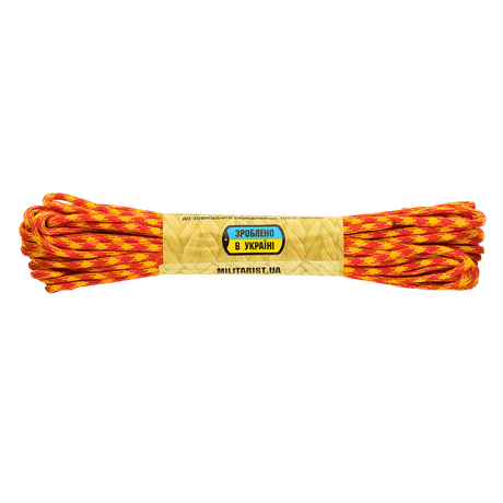 M‑Tac Paracord 550 Type III 15 m - sterk nylonkord i rød-gul, perfekt for utendørs, reparasjoner og nødbruk, 15 m lengde, 4 mm diameter.
