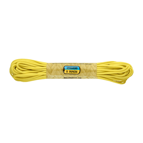 M‑Tac Paracord 550 Type III 15 m i sterk gul nylon for friluft og nødbruk, 15 m lengde, 4 mm diameter, bruddstyrke 240 kg.