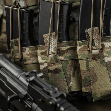 M-Tac Frontpanel til Cuirass QRS Plate Carrier 3 Magasiner i kamuflasjemateriale med elastisk bånd og NIJ-sertifisering, galleri posisjon 1.