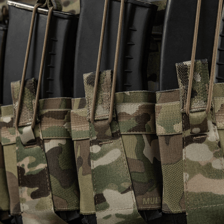 M-Tac frontpanel til Plate Carrier Cuirass QRS til 4 magasiner i elastisk kamuflasjemateriale med NIJ-sertifisering, galleri posisjon 1.