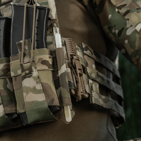 M-Tac frontpanel til Plate Carrier Cuirass QRS til 4 magasiner i multicam elastisk materiale med NIJ-sertifisering, galleri posisjon 1.