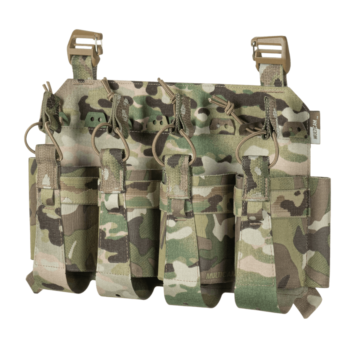 M-Tac Frontpanel til Plate Carrier Cuirass QRS til 4 Magasiner med elastiske magasintasker i slidstærkt Cordura materiale.
