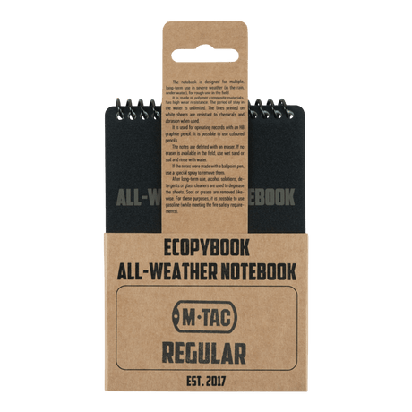 M-Tac Ecopybook Tactical – allværs notatbok, vanntett og holdbar, ideell for skriving i regn og snø, 14 ark med rutenett.