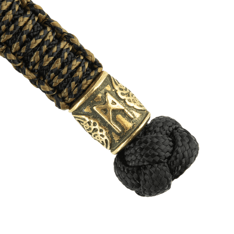 M-Tac Lanyard Scandinavian Mannaz med skandinavisk perle og sort tvunnet paracord til kniver og utstyr.