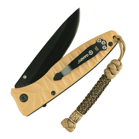 M-Tac Lanyard Scandinavian Mannaz på kniv med tvunnet paracord og perle i skandinavisk design, stilig tilbehør til utstyr.