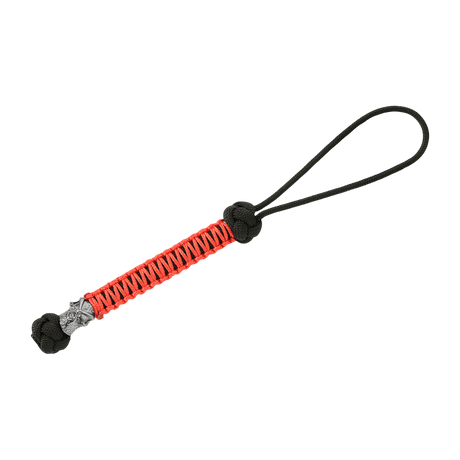 M-Tac Knife Lanyard Ninja i svart og rødt paracord med cupronickel-perler, 14,5 cm lang, praktisk grepforlengelse
