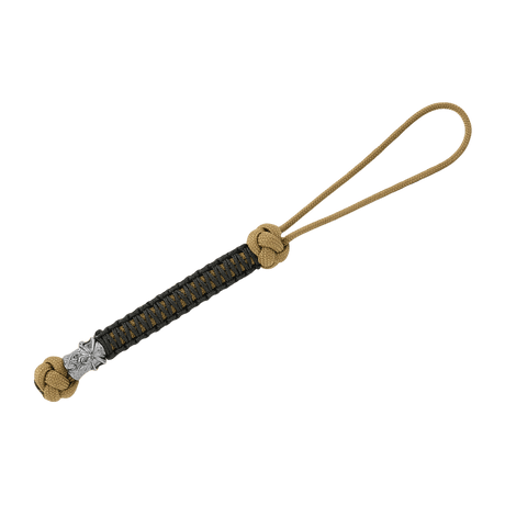 M-Tac Knife Lanyard Ninja i beige og svart paracord med cupronickel-perle, 14,5 cm lang