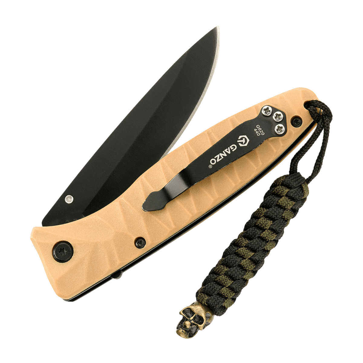 M-Tac Knife Lanyard Helix Skull flettet paracord lanyard med kniv og dødningehoved vedhæng