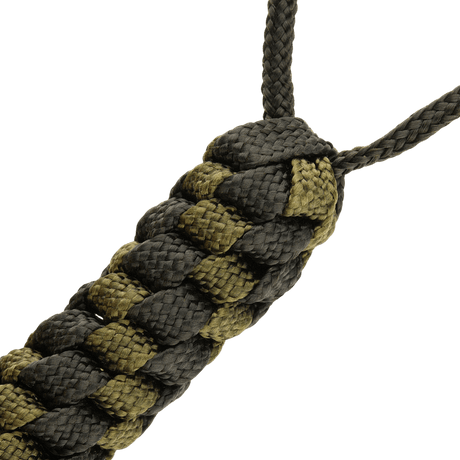 M-Tac Knife Lanyard Helix Skull flettet paracord lanyard til lommekniver, stilfullt design i grønn og svart farge.