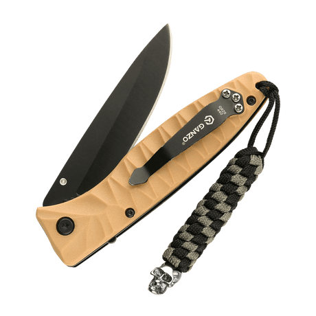 M-Tac Knife Lanyard Helix Skull med flettet paracord og kranie, tilfører stil til lommekniver, fungerer som fleksibel forlengelse.