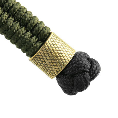 M-Tac Viper Cylindre Lanyard Stainless Steel i coiled paracord med skandinavisk perle, stilfullt design for kniver og utstyr, grønn og svart snor.