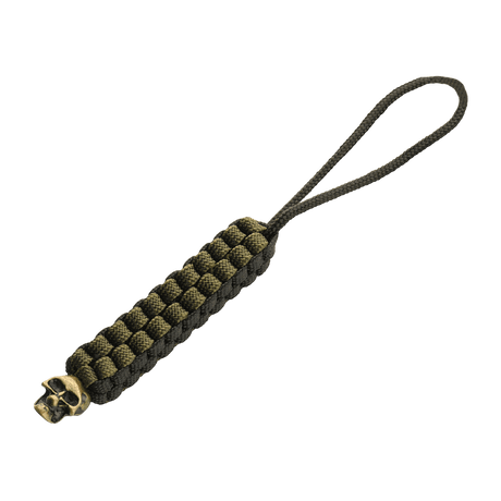 M-Tac Knife Lanyard Cuboid Skull i flettet paracord med dekorativ kranieperle, praktisk tilbehør til knivhåndtak.
