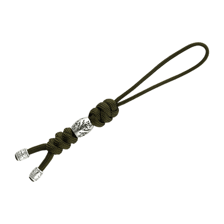 M-Tac Zeus Stainless Steel Lanyard med flettet paracord og dekorativ perle, ideelt for kniv og utstyr for rask tilgang.