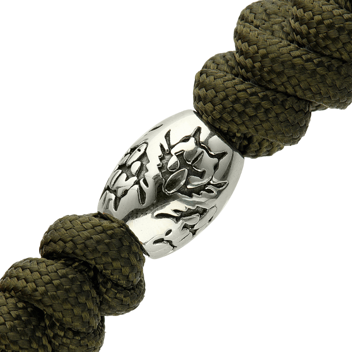 M-Tac Zeus Stainless Steel Lanyard med flettet paracord og dekorativ perle, designet til hurtig adgang til udstyr.