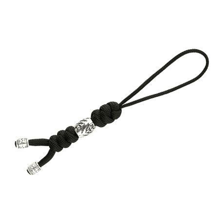 M-Tac Zeus Stainless Steel Lanyard i flettet paracord med dekorativ stålkule, ideell for rask tilgang til kniv og utstyr.