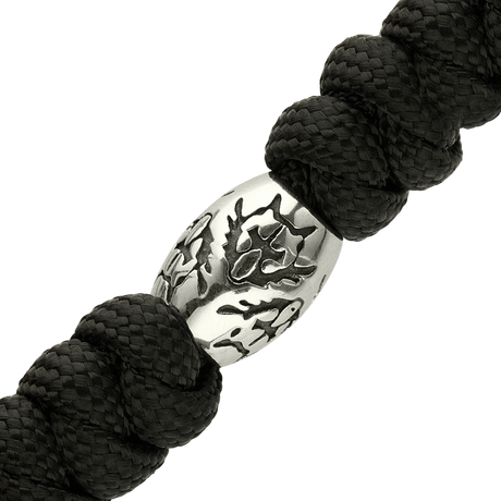 M-Tac Zeus Stainless Steel Lanyard med flettet paracord og dekorativ perle i rustfritt stål, fleksibel og slitesterk for utstyr.