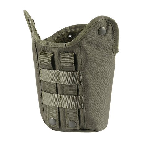 M-Tac Flaskeholder MOLLE i slitesterkt 600D polyester med avløpshull og forsterket bunn, kompatibel med MOLLE-system, grønn farge.