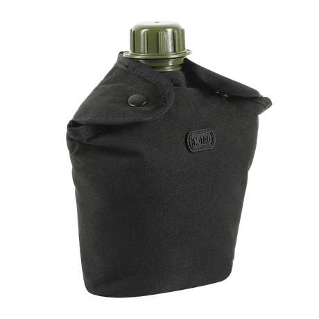M-Tac Flaskeholder MOLLE for taktisk fottur, svart polyester, PVC-belegg, 120x70x170 mm, med avløpshull og MOLLE-system.