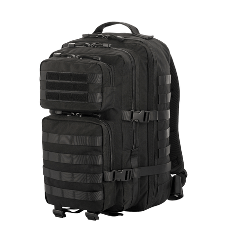 M-Tac Large Assault Pack ryggsekk med MOLLE-system og flere glidelåslommer, egnet som byryggsekk og for korte turer.