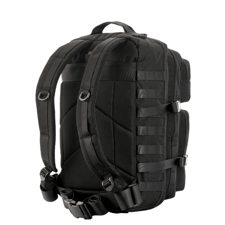 M-Tac Large Assault Pack ryggsekk svart med MOLLE-system og polstrede skulderstropper