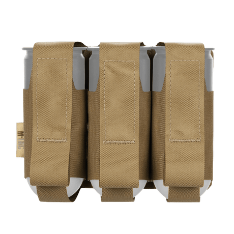M-Tac pouch for 3 VOG-granater for sikker oppbevaring av 40 mm granater med MOLLE Laser Cut-system, laget av Cordura Squadron.