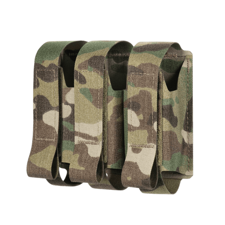 M-Tac pouch for 3 VOG-granater med camo-design og MOLLE Laser Cut-system for sikker oppbevaring av VOG-25 granater.