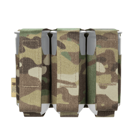 M-Tac pouch for 3 VOG-granater med MOLLE Laser Cut, camo, for sikker oppbevaring og rask tilgang til 40 mm granater.